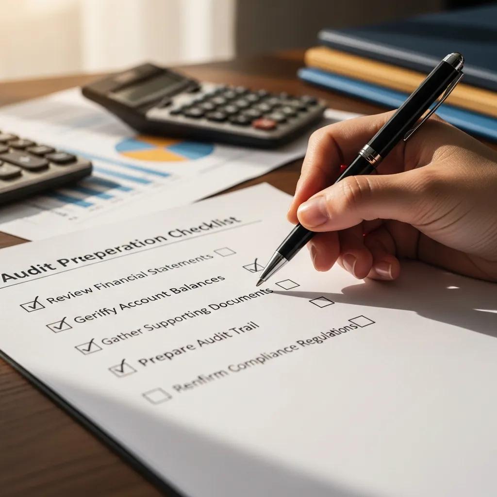 Checkliste f&uuml;r die Auditvorbereitung auf einem Schreibtisch