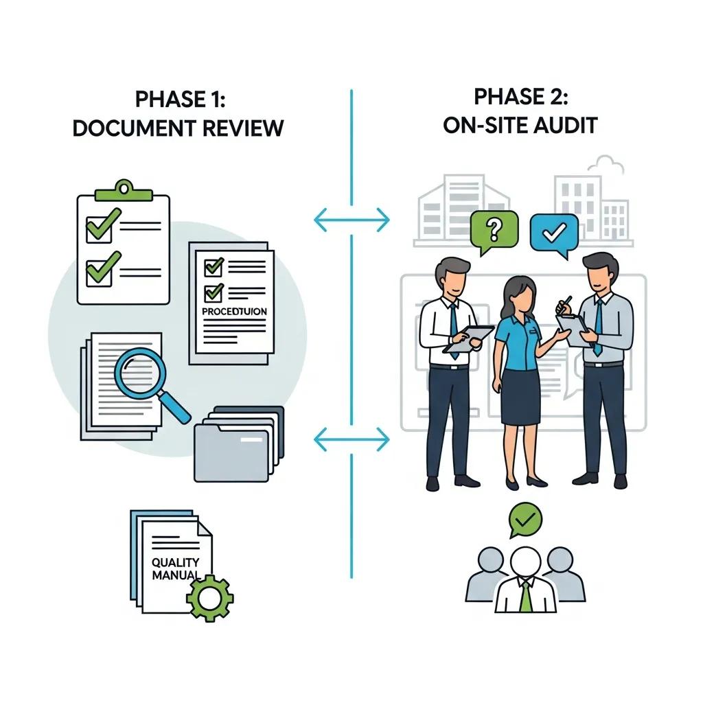 Grafik: Hauptphasen des ISO 9001 Zertifizierungsaudits