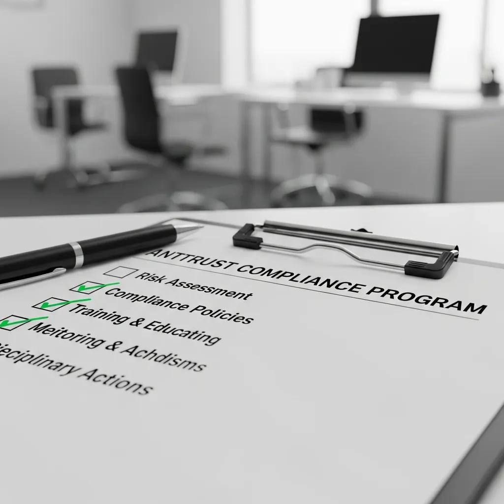Checklist representing key elements of an antitrust compliance program in a corporate setting