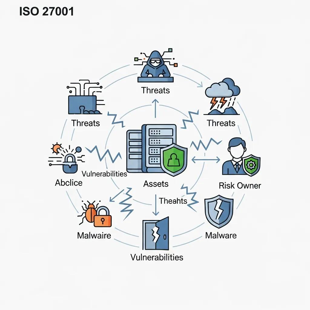 Conceptual diagram illustrating core concepts of ISO 27001 risk management