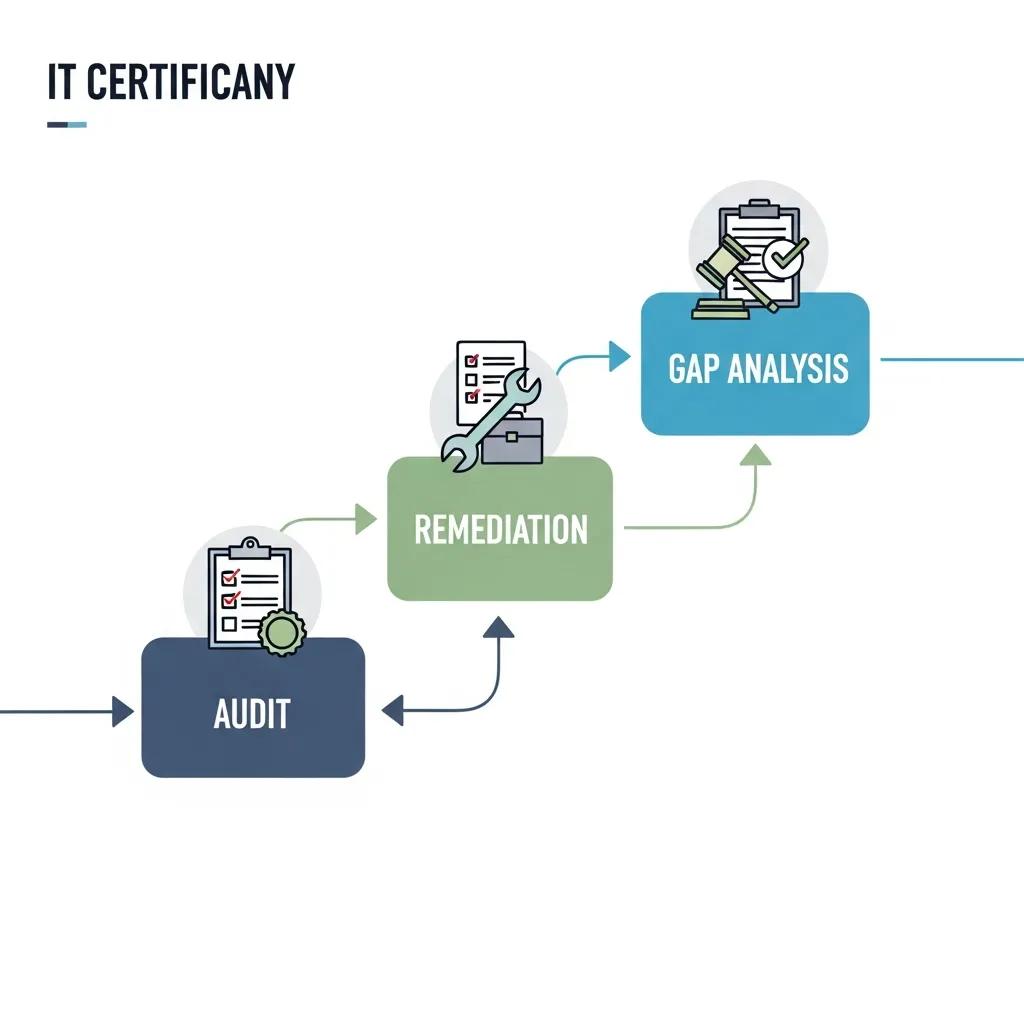 Illustration of the certification process phases for IT companies