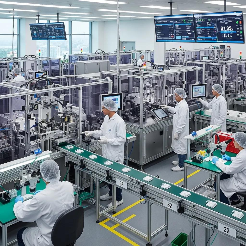 Modern medical device manufacturing facility emphasizing quality management and safety