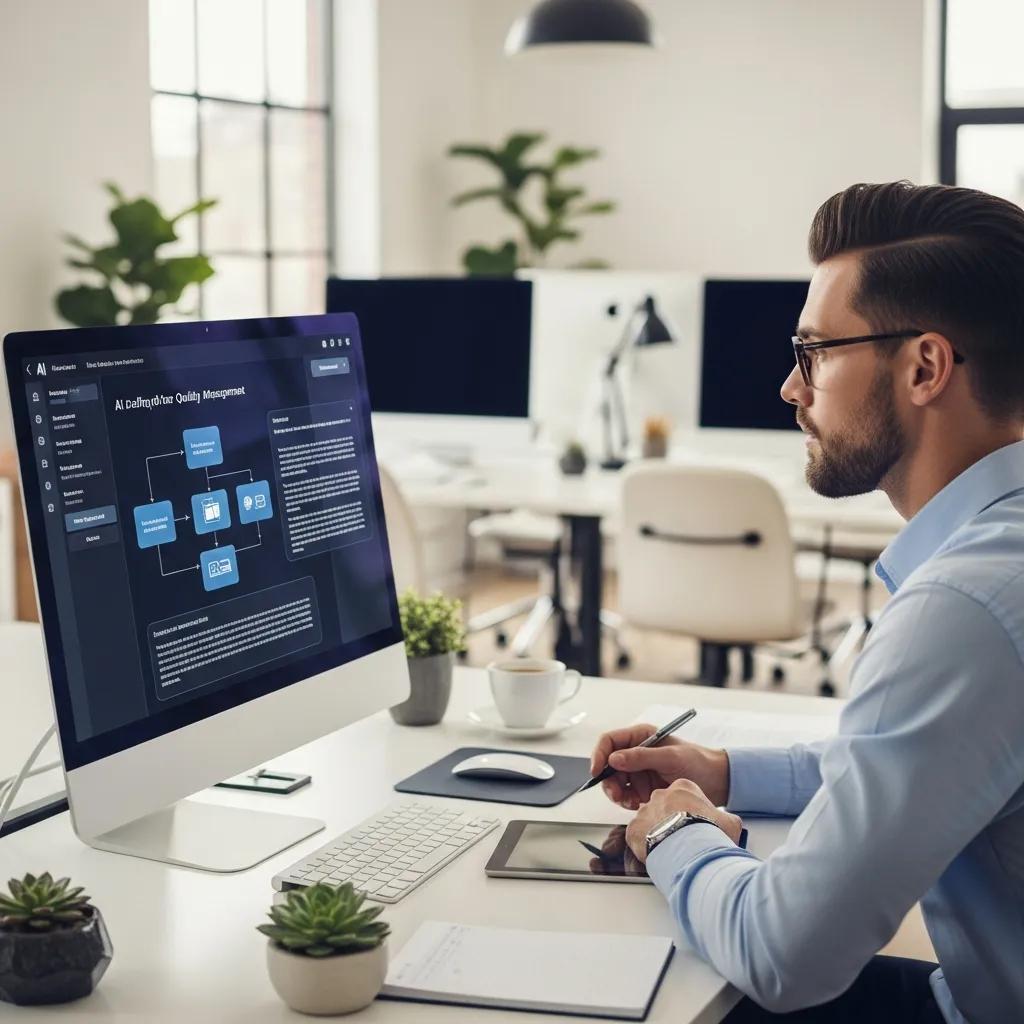 Professional using AI tools for drafting ISO 9001 procedures
