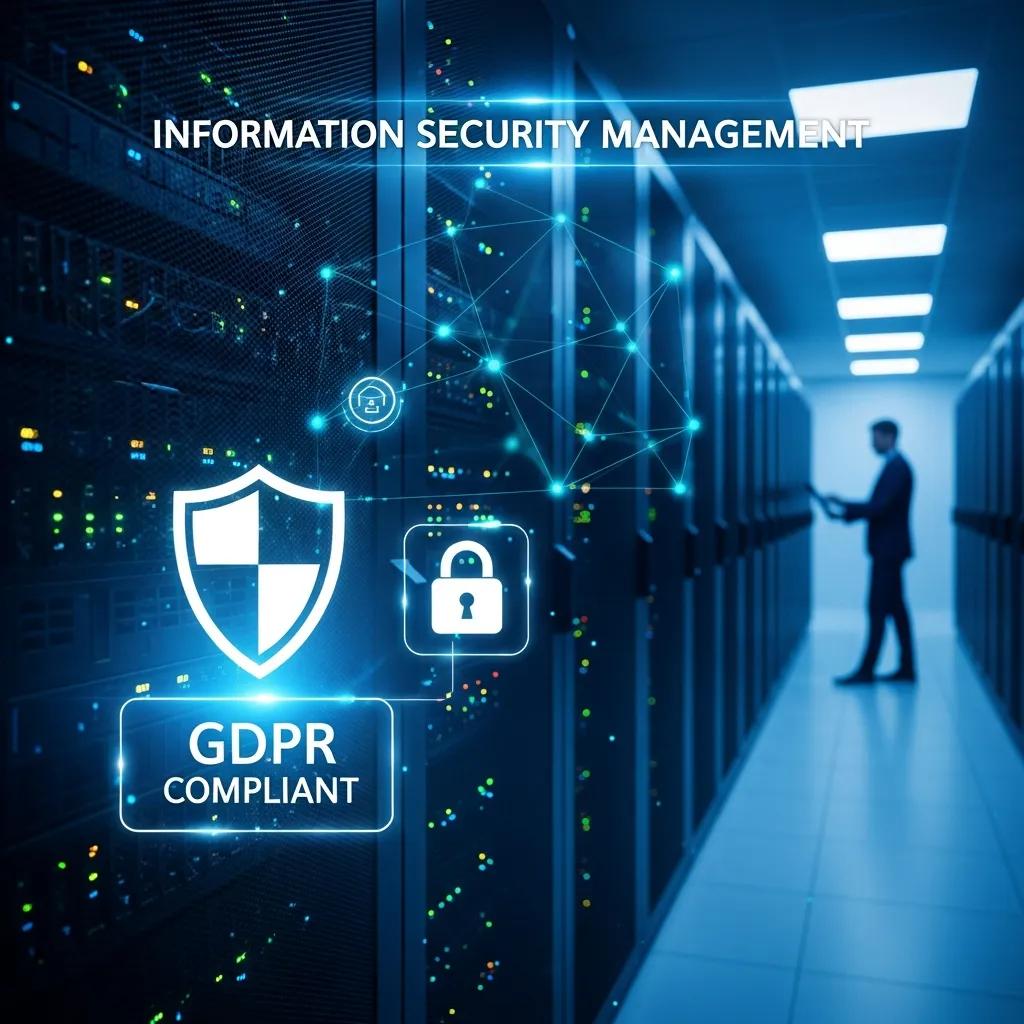 Secure data center illustrating ISO 27001's role in GDPR compliance