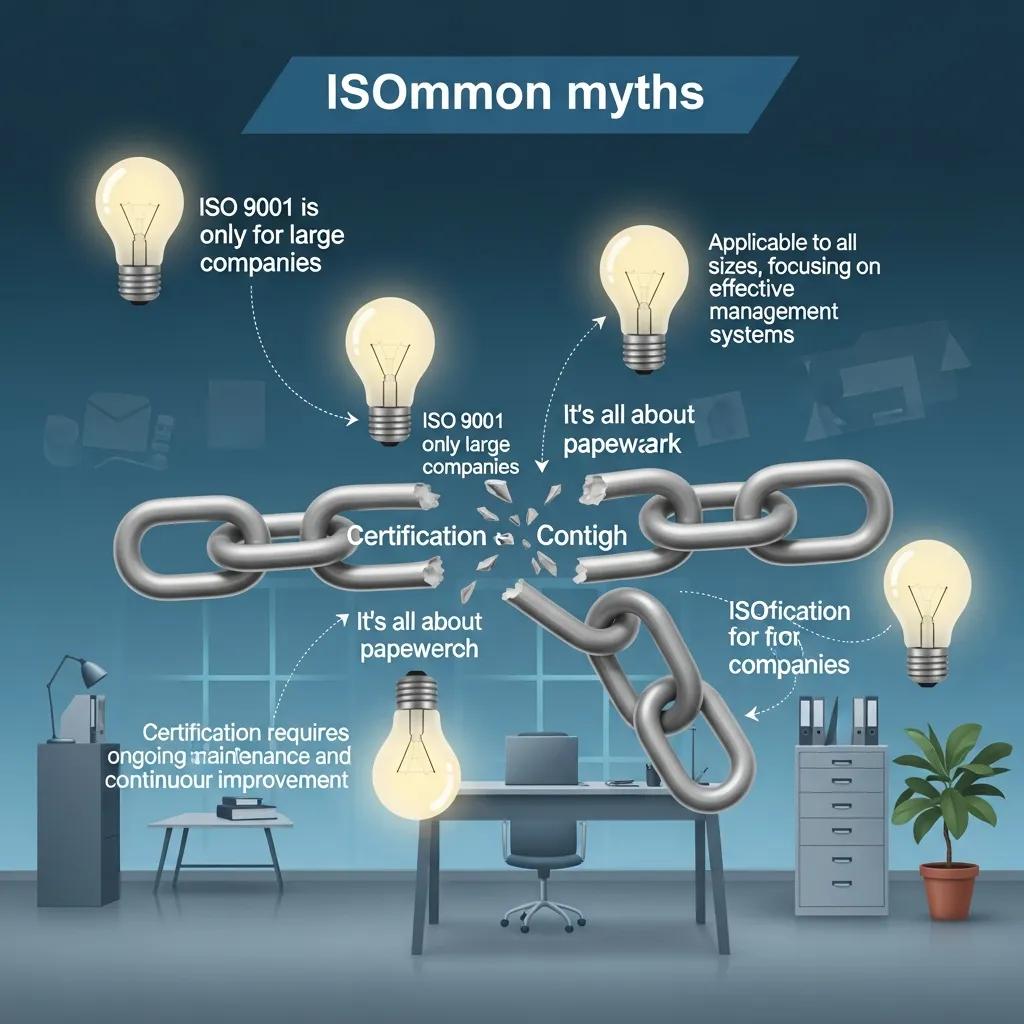 Symbolic representation of myths and truths about ISO 9001 certification in a professional setting
