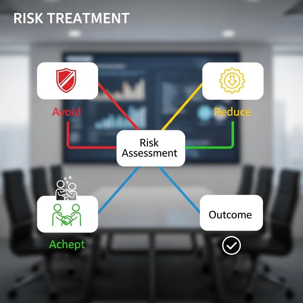 Visual representation of four risk treatment strategies in ISO 27001