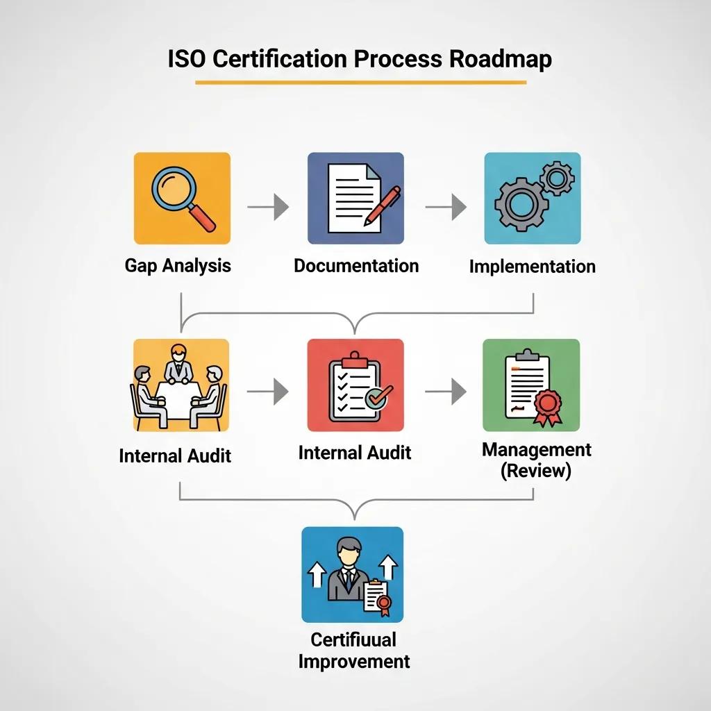 Visual representation of the ISO certification process steps